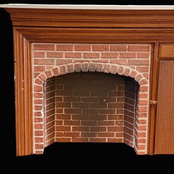 Braxton Payne Dollhouse Miniature Fireplace Brick Hearth Wood Cabinet Signed 1:1 - Picture 2 of 10